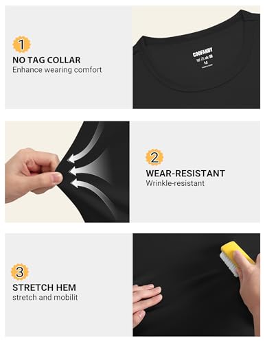 Men's Quick Dry Athletic T-Shirts 3 Pack - Small, Black