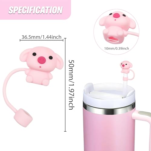 Reusable Pig Straw Topper for 10mm Straws - Pink Silicone Cup Accessory