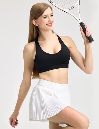 Padded Criss Cross Back Sports Bra - Black, Large