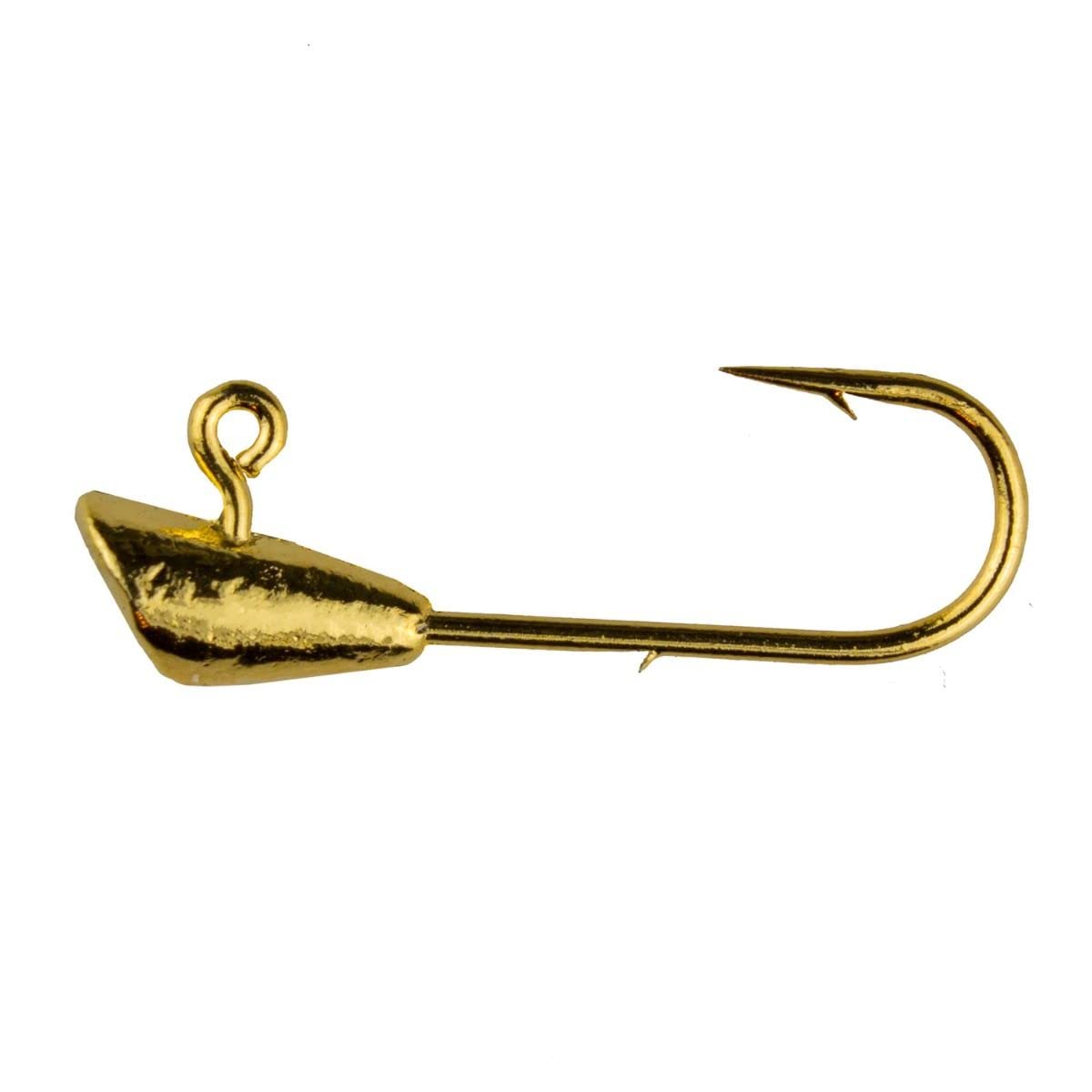 Trout Magnet Jig Heads - 1/64 oz Gold 25 Pack - Shad Dart Head Shape Hook with Lure Body Securing Barb - Balanced Jigs and Hooks for Trout, Crappie, Bass, Panfish - Freshwater Saltwater Fishing Gear