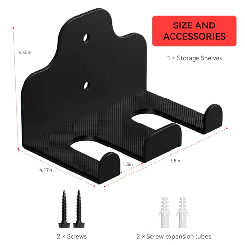 XZHXFX Black Wall Mount Barbell Holder - 2 Hooks for Standard & Olympic Bars