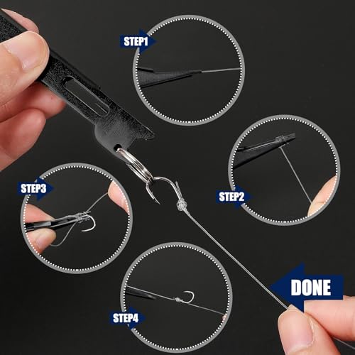 Fishing Knot Tying Tool - 3 Pcs Quick Tie Fly Angler Accessories - Black