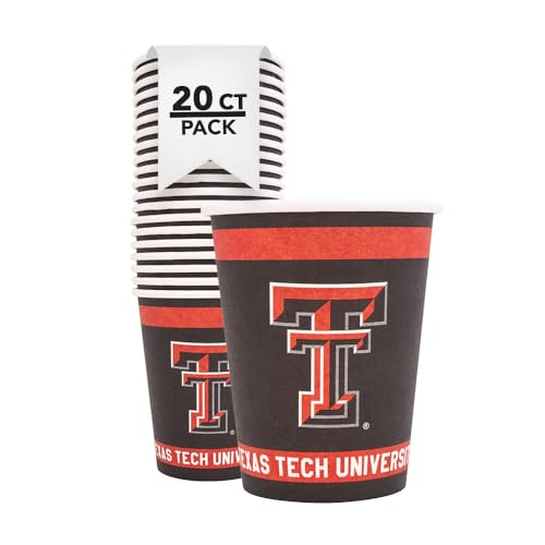 Texas Tech University TTU Paper Cups - 20 Count, 9 oz