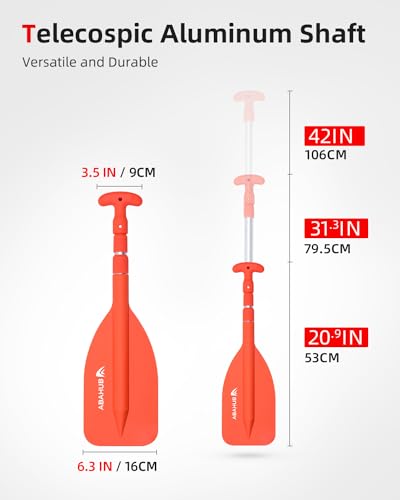 Telescoping Emergency Paddle 21''-42'' - Orange, Floatable Canoe & Kayak Accessory