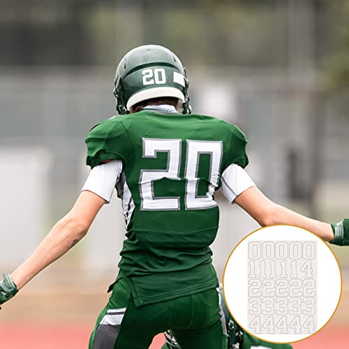 White 102 Pcs Sports Helmet Number Stickers 1.25 Inch for Helmets