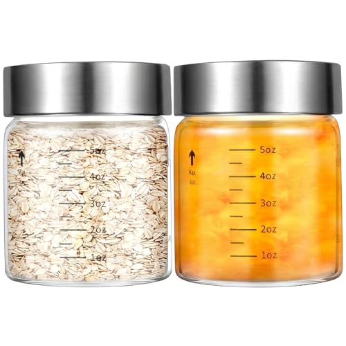 WXCWYQR 6 Oz Glass Juice Bottles with Stainless Steel Lids - Pack of 2