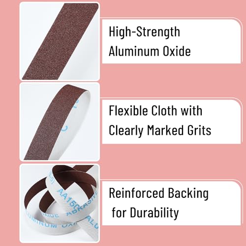 Bates- Emery Cloth Roll, 1" x 26 FT, 5 Grits, 150/240/320/400/600 Grit, Abrasive Sandpaper Roll of Sandpaper Set with Dispenser, Emery Cloth for Metal, Wood, Polishing