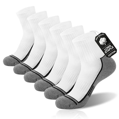 Ankle Compression Socks for Men - White Athletic, 3 Pairs (10-13)