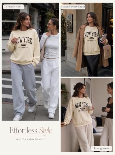 Hilinker Women's Oatmeal Large Fleece Crewneck Sweatshirt