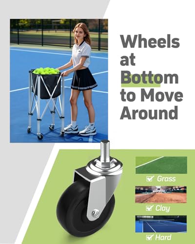 Tennis Ball Hopper Cart - Holds 150 Balls, Black