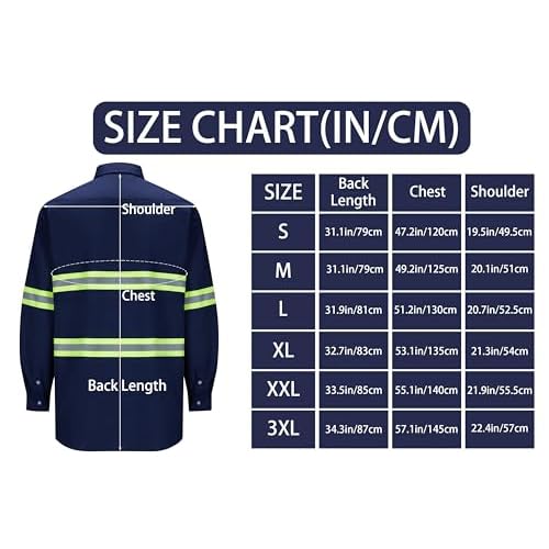 Class 3 Hi Vis Button Up Safety Work Shirts for Men Reflective