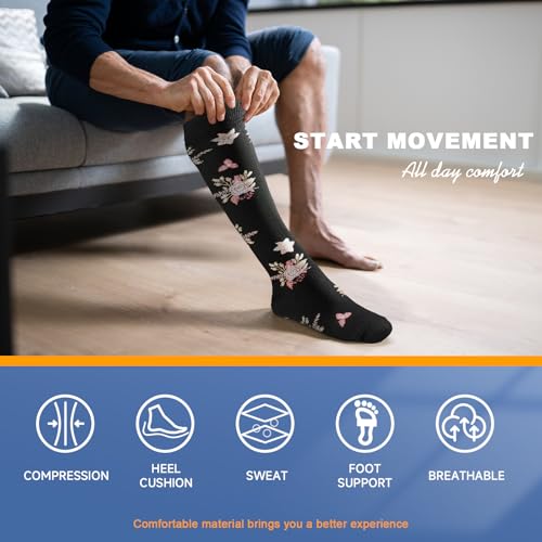 Cerpite 6 Pack Compression Socks for Women & Men 20-30 mmHg Knee-High, Assorted Small-Medium