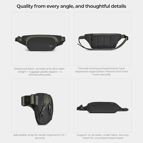 Travelon Anti-Theft The Voyages Waist Pack 11x6x2.5 in Black
