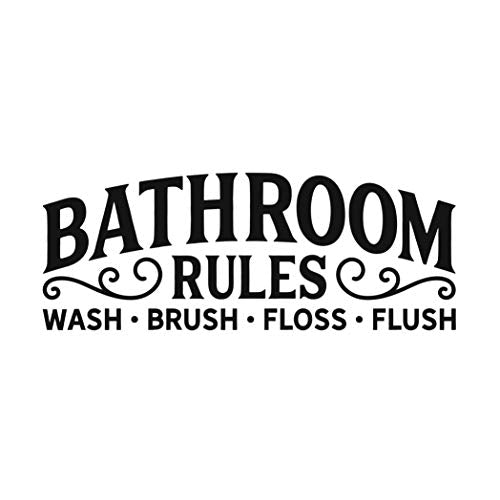 Bathroom Rules Wall Decal Decor Vinyl Quotes Sticker Wash | Brush | Floss | Flush - 12" Sign