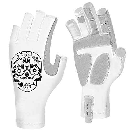 Fishing Gloves with UPF 50+ Sun Protection - Medium/White