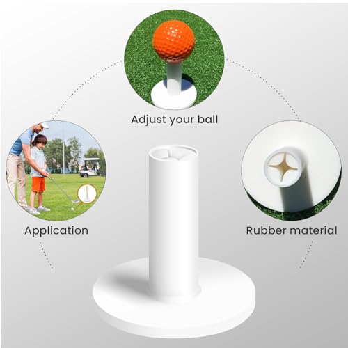 Rubber Golf Tees for Mats - 5 Pack Pure White 1.5"