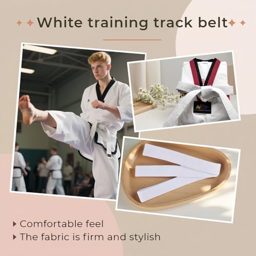 220cm White Martial Arts Belt - Double-Layered Cotton for Taekwondo, Karate, Judo