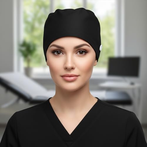Adjustable Black Working Cap with Button & Sweatband