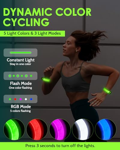 LED Armband 2-Pack - Rechargeable High Visibility Light Up Wristbands