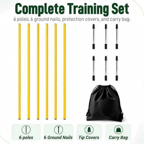 Yellow Adjustable Soccer Agility Poles - 5ft Speed Training Equipment for Football, Basketball, Dogs & Horses