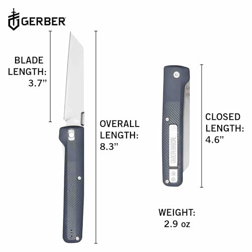 Gerber Pledge Pocket Knife Urban Blue 3.6-Inch Folding EDC Blade with Reversible Clip