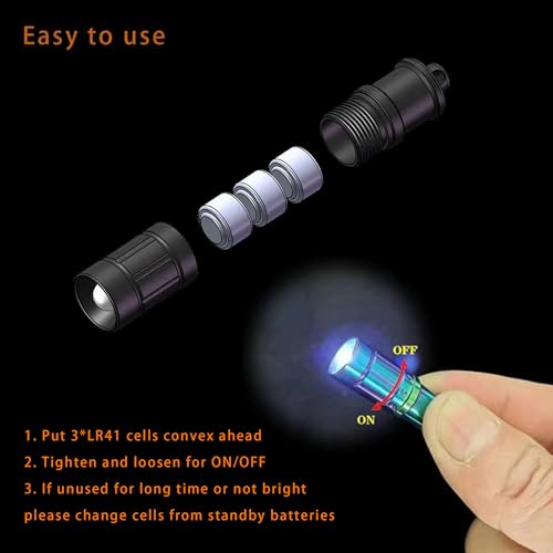 Mini Keychain Flashlight - Black, Ultra Bright EDC Light