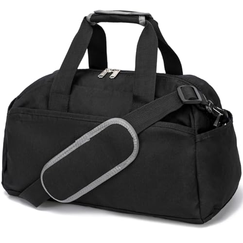 Ineetatu 14-Inch Small Gym Bag for Men & Women - Black Mini Duffel Travel Bag
