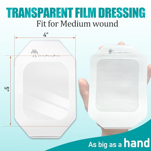 BSeWenerte Waterproof Transparent Film Dressing 40 Pack 4" x 4.75" - Hypoallergenic Wound Bandages