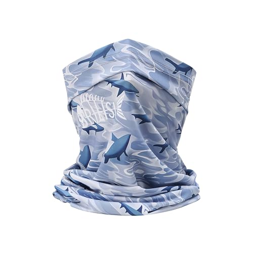 Sun Protection Neck Gaiter Mask - UV Blocker for Outdoor Use - Grey Fish