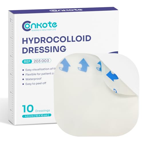Hydrocolloid Wound Dressing - 4" x 4" Self-Adhesive, 10 Pack