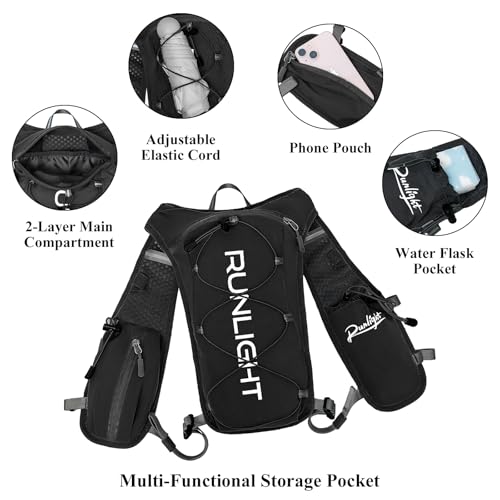 Lightweight Hydration Running Vest for Men & Women - Black