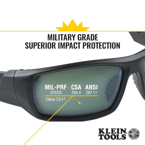 Klein Tools 60539 Safety Glasses, Professional PPE Protective Eyewear, Full Frame, Scratch Resistant and Anti-Fog, Polarized Lens