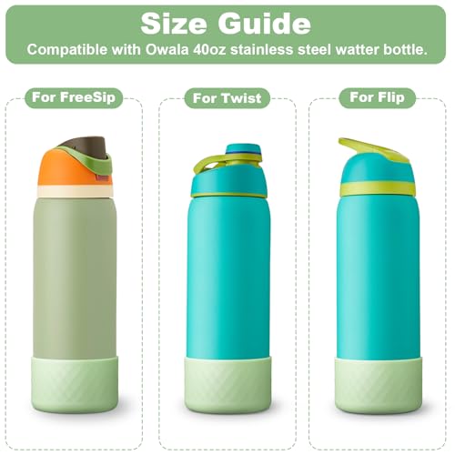 Silicone Boot Sleeve for Owala Water Bottle 40 oz - Light Green