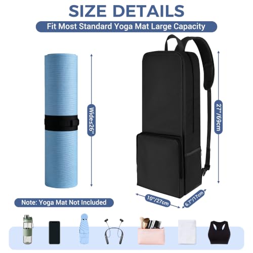 Yoga Bag for Women - Large Capacity, Wet Dry Compartment, Black