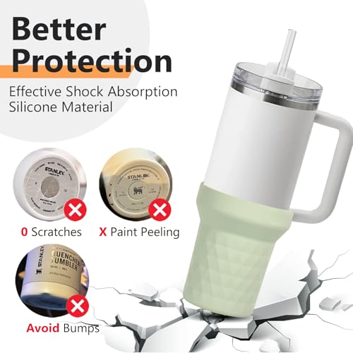 Silicone Water Bottle Boot - Anti-Slip Protective Sleeve, 30 Ounces Mist Green
