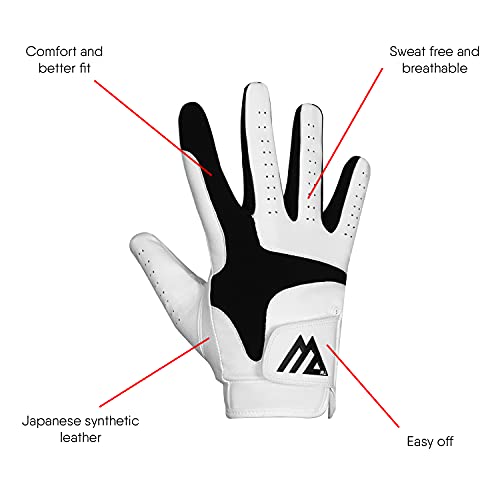 Men's Golf Gloves - Durable Japanese Synthetic, Left Hand - Small