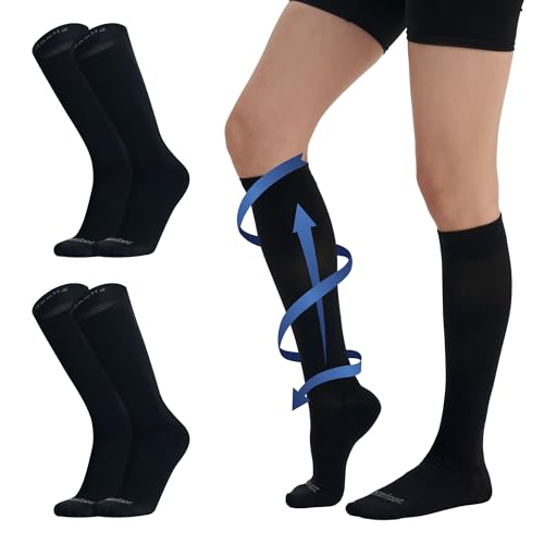 Compression Socks for Men & Women - 15-20mmHg, Large-X-Large, Black (3 Pairs)
