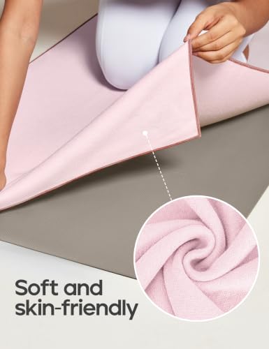 Non-Slip Yoga Towel with Silicone Grip & Spray Bottle - Pink
