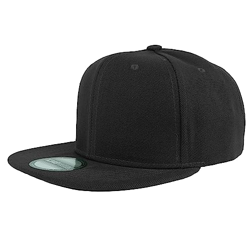 Gelante Black Flat Brim Adjustable Snapback Baseball Cap 12 Pack One Size