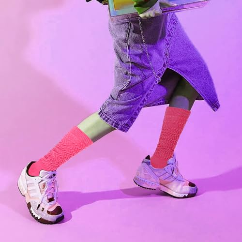 Extra Long Slouch Socks for Women - Rose Red Knee High Socks