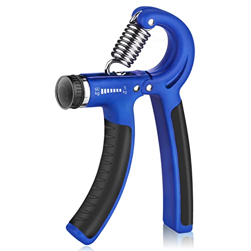 Adjustable Grip Strength Trainer - Hand Exerciser with 11-132 Lbs Resistance - Blue