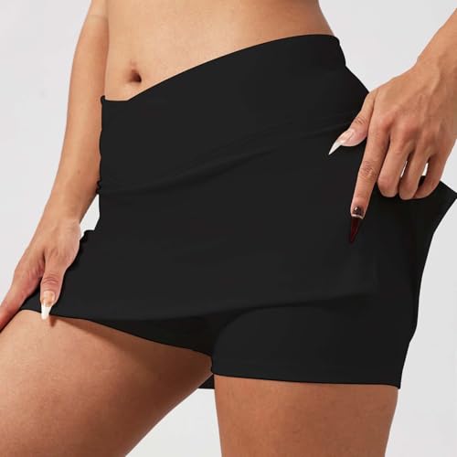 Lightweight Women's Skorts - Quick Dry Tennis & Golf Skirt - Black, Small
