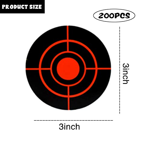 200 Self-Adhesive 3-Inch Shooting Target Stickers - Red Bullseye