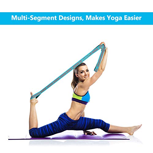 Elastic Yoga Stretch Strap with Loops - Blue for Flexibility & Therapy