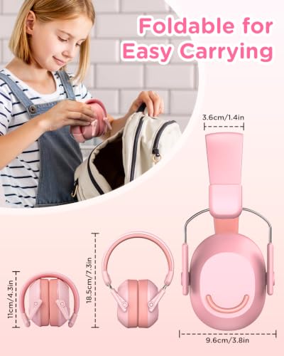 Pink Kids Ear Protection Muffs SNR 30dB for Concerts & Events - 1 Pack