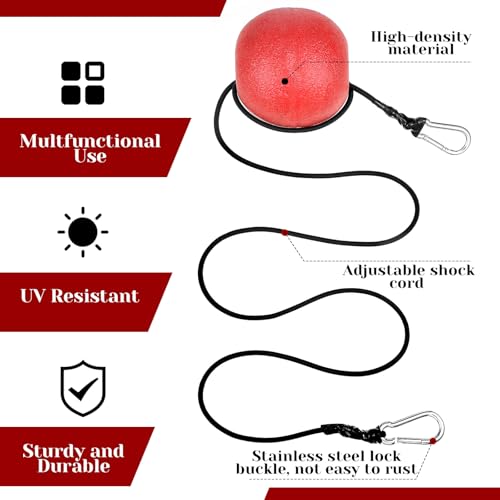 Red 4-Inch Anchor Buoy Float Pack with 51-Inch Bungee Cord for Marine & Water Activities