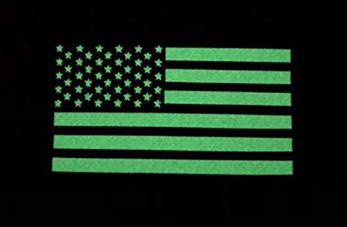 JUJUPUPS 2 Pack Glow in the Dark Black/White American Flag Tactical Patches 2" x 3.5"