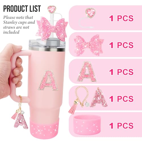 Personalized Sparkly Accessories Set for Stanley Cups - 5pcs