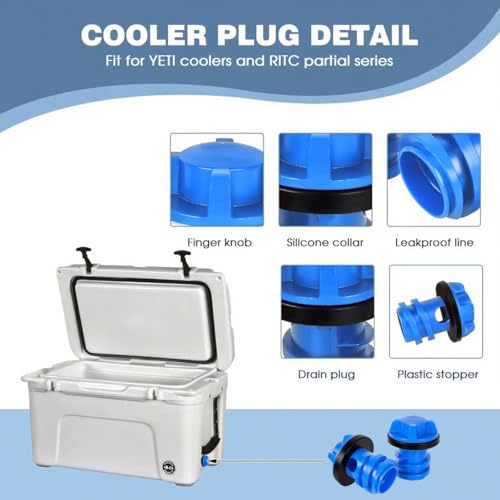 Leak-Proof Cooler Drain Plug Replacement Kit - 2 Pack - Blue