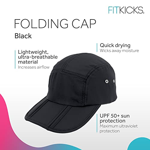 FITKICKS Adjustable Ball Cap with UPF 50+ - One Size Black V2